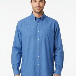 Banana Republic Men's Large Blue White Plaid Long Sleeve Button-Up 100% Cotton